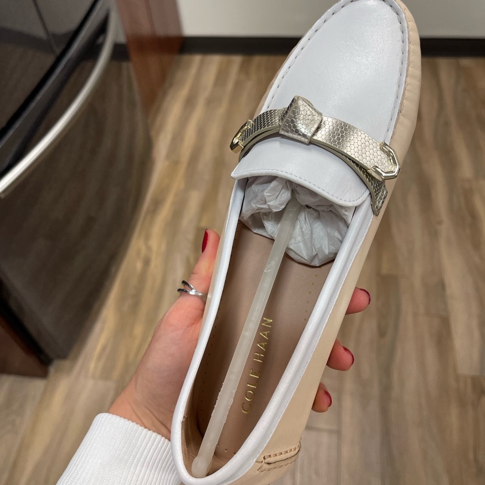 Cole Haan Cream Flats with Gold Bow